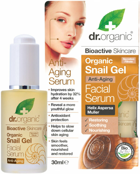 Organic Sérum Visage au Gel Escargot – Dr Organic -30ml- nourrissant et revitlisant pour la peau du visage- Maroc
