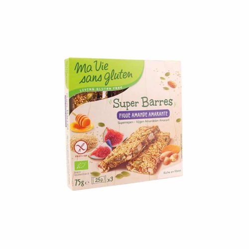 Barres figue amande amaranthe 75g Ma vie sans gluten épicerie sucrée maroc