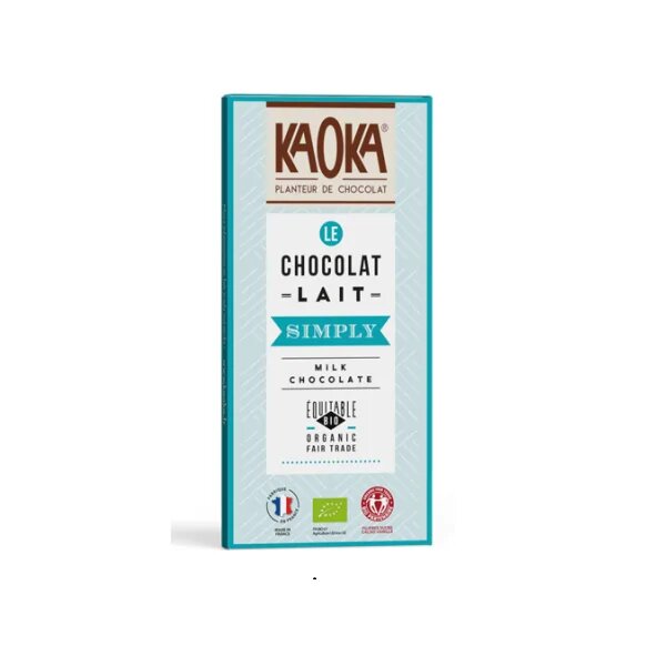 Chocolat au lait simply 32% cacao 80g Kaoka Bio Maroc avant