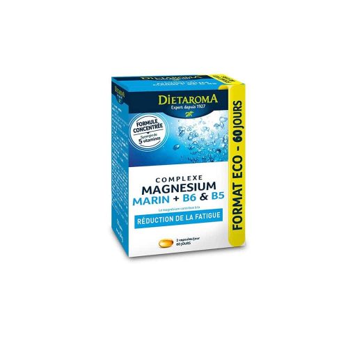 Complexe Magnésium marin 120 capsules Dietaroma Réduction de fatigue Maroc