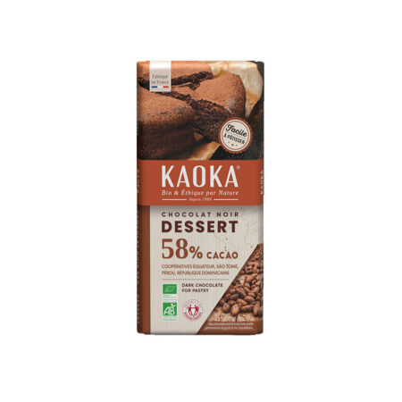 Dessert chocolat noir 58% cacoa-Kaoka-200g-pâtisserie-maroc
