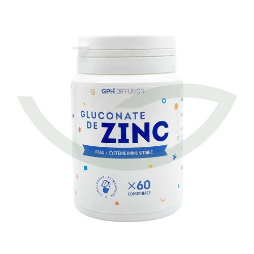 Gluconate de Zinc 60 comprimés GPH Diffusion complément alimentaire Maroc Gluconate de Zinc 60 comprimés GPH Diffusion complément alimentaire Maroc
