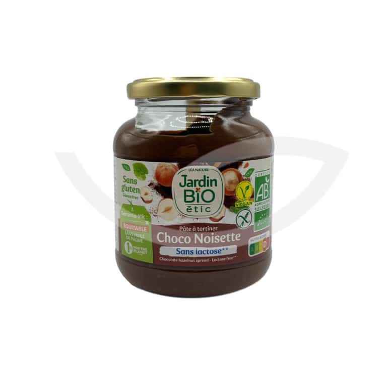 Pâte à tartiner chocolat noisette sans lactose 350g Jardin Bio Bio Maroc avant Pâte à tartiner chocolat noisette sans lactose 350g Jardin Bio Bio Maroc avant