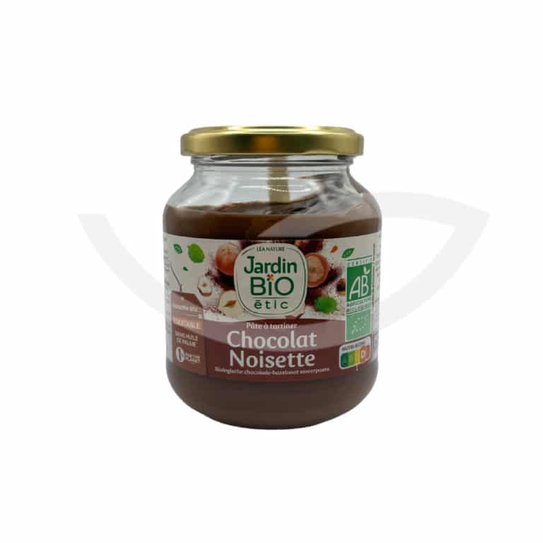 Pâte à tartiner chocolat noisette sans lactose 350g Jardin Bio Bio Maroc avant Pâte à tartiner chocolat noisette sans lactose 350g Jardin Bio Bio Maroc avant