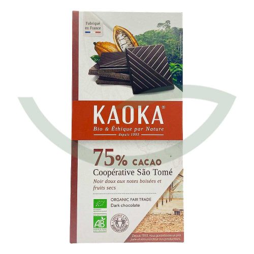 Chocolat Noir Sao Tomé 75% cacao 100g Kaoka Bio Maroc avant