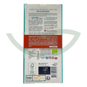 Chocolat noir fleur de sel 70% 100g Kaoka Bio Maroc arriere