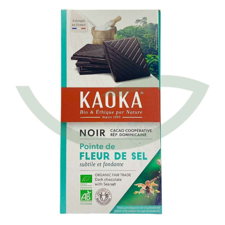 Chocolat noir fleur de sel 70% 100g Kaoka Bio Maroc avant