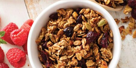 Granola avec les framboises 