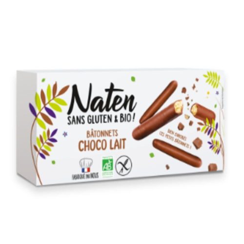 Bâtonnets choco lait 130g Naten Buiscuits sans gluten Maroc
