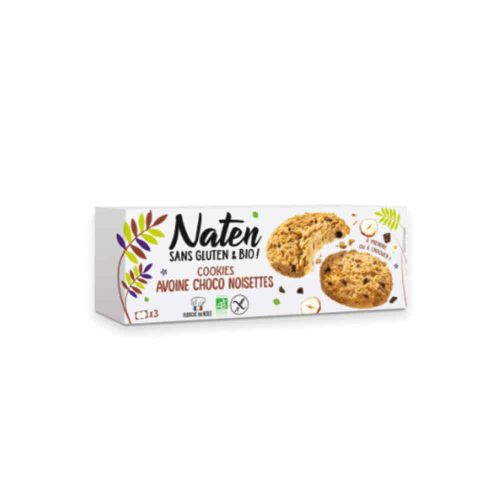 Cookies avoines choco Noisettes 120g Naten Cookies sans gluten Maroc