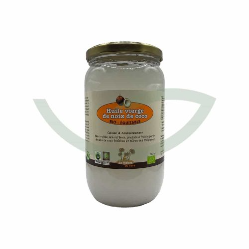 Huile de coco vierge 780ml La Maison du Coco Bio Maroc avant Huile de coco vierge 780ml La Maison du Coco Bio Maroc avant