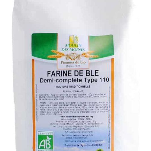 Farine de blé T110 1Kg Moulin des Moines Aliment bio Maroc Farine de blé T110 1Kg Moulin des Moines Aliment bio Maroc