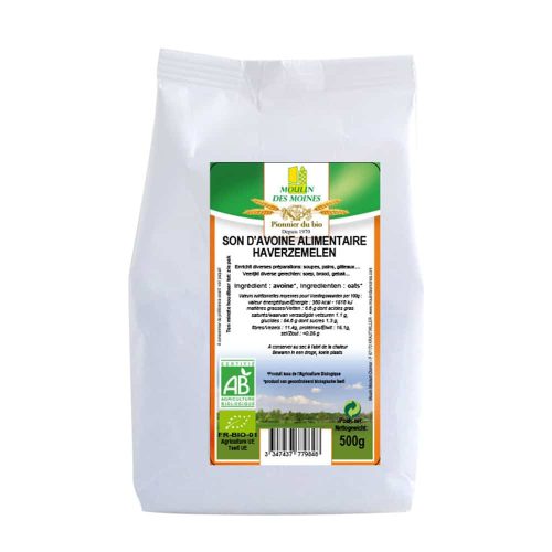Son d'avoine 500g Moulin des Moines Aliment bio Maroc Son d'avoine 500g Moulin des Moines Aliment bio Maroc