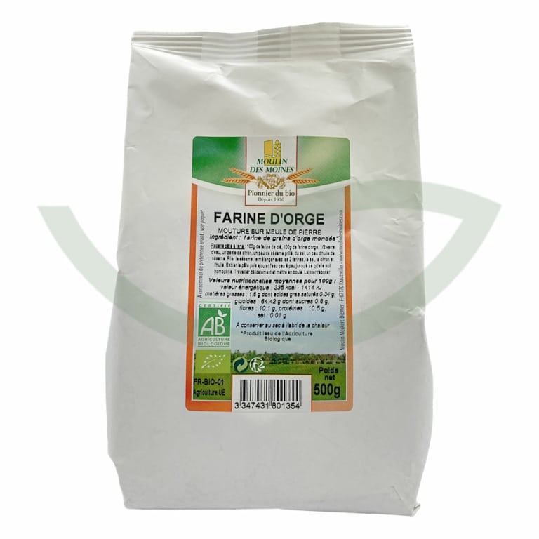 Farine d'orge complète 500g Moulin des Moines Aliment bio Maroc Farine d'orge complète 500g Moulin des Moines Aliment bio Maroc