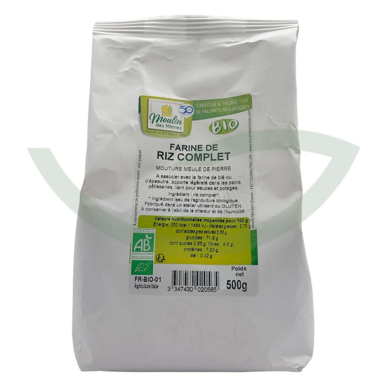 Farine de riz complète 500g Moulin des Moines Aliment bio Maroc