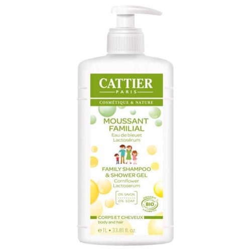 Moussant Familial Eau de Bleuet 1L Cattier Gel Douche Bio Maroc