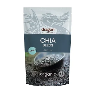 Sachet de graines de chia Dragon Superfoods 200 g, petites et uniformes, de couleur sombre