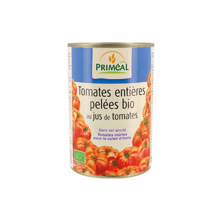Tomates Pelées Entières Bio 400g Priméal Aliment Bio Maroc