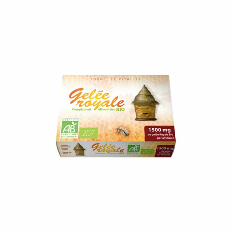 Gelée royale pure bio 20 ampoules 1500mg GPH Diffusion tonifiante Maroc