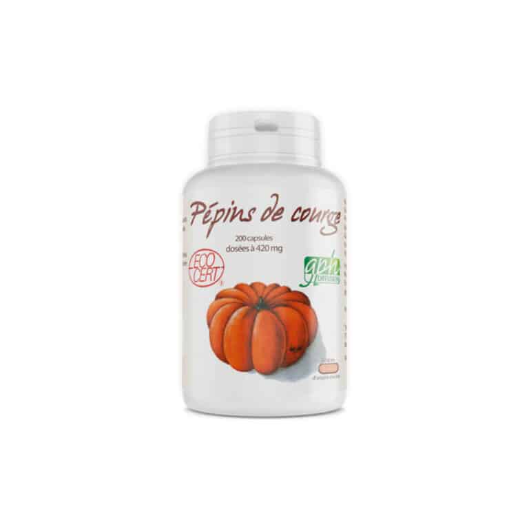 Pepins de courge 200 capsules 420mg GPH confort urinaire Maroc avant Pepins de courge 200 capsules 420mg GPH confort urinaire Maroc avant