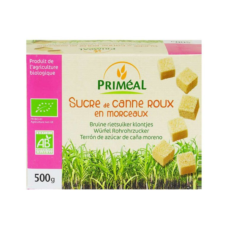 Sucre de Canne Roux Morceaux 500g Priméal Aliment Bio Maroc