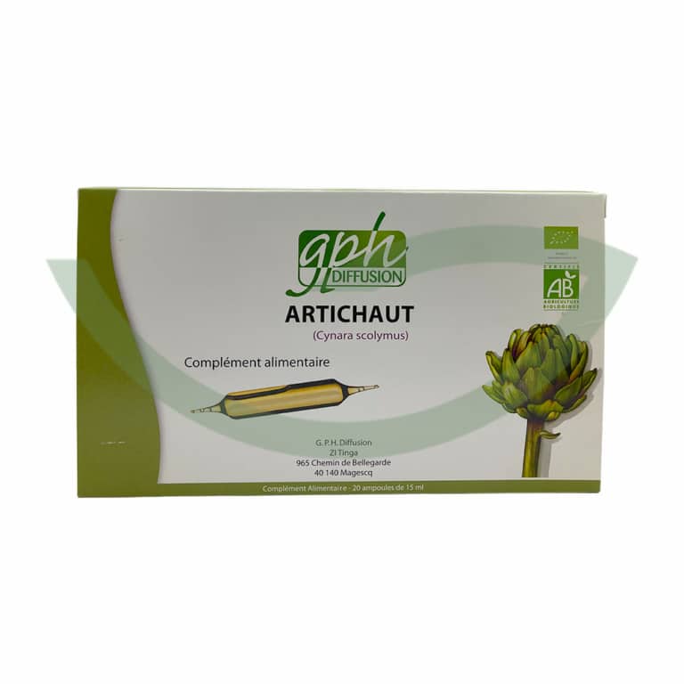Artichaut Bio 20 ampoules 15ml GPH Diffusion confort digestif Maroc Avant Artichaut Bio 20 ampoules 15ml GPH Diffusion confort digestif Maroc Avant