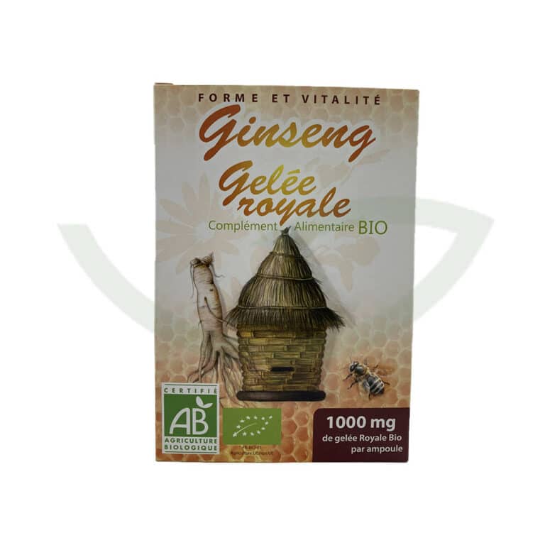 Gelée Royale et Ginseng bio 20 ampoules 1000mg GPH Diffusion fortifiant Maroc