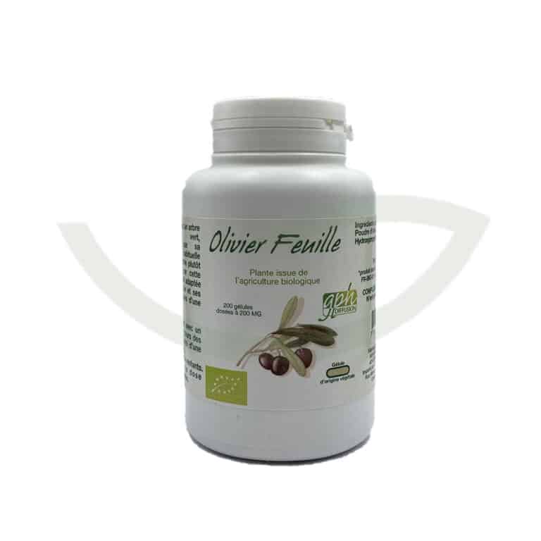 Olivier Feuille 200 gélules 200 mg GPH complément alimentaire bio Maroc Avant Olivier Feuille 200 gélules 200 mg GPH complément alimentaire bio Maroc Avant