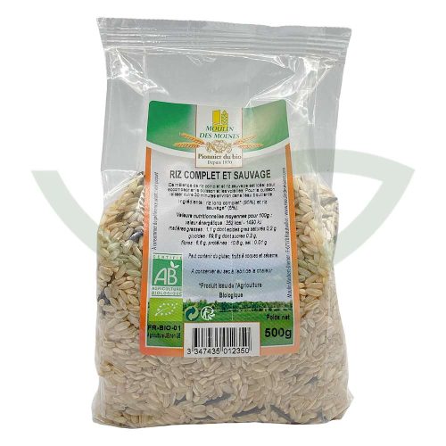 Riz sauvage complet 500g Moulin des Moines Aliment bio Maroc