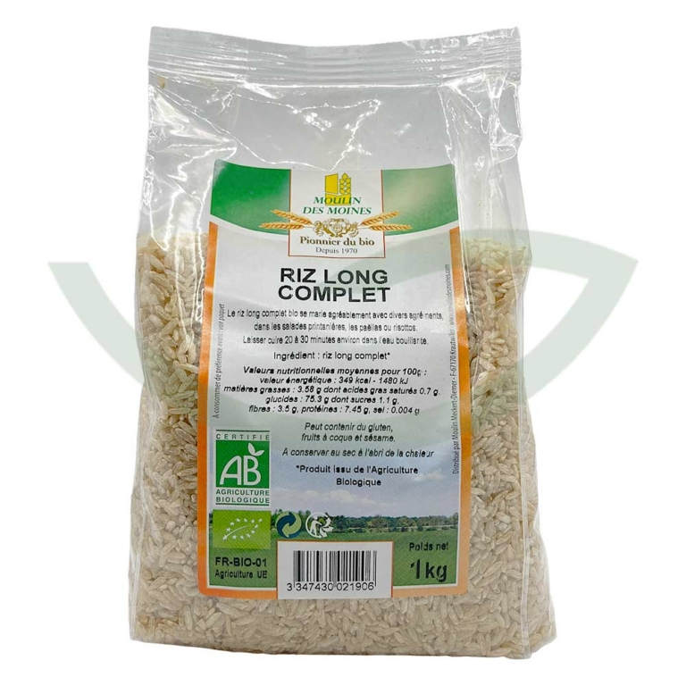 Riz long complet 1kg Moulin des moines Aliment bio Maroc Riz long complet 1kg Moulin des moines Aliment bio Maroc