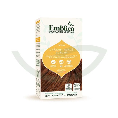 Coloration végétale châtain foncé auburn 100g Renforce les cheveux Maroc
