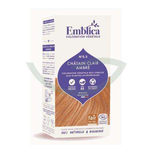 Coloration végétale châtain clair ambré 100g Emblica Renforce les cheveux Maroc
