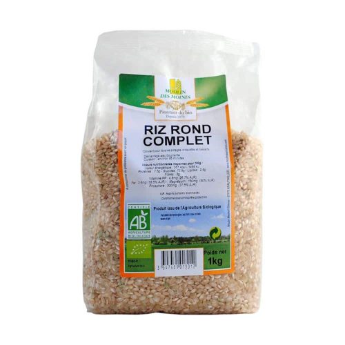 Riz rond complet 1kg Moulin des moines Aliment Maroc