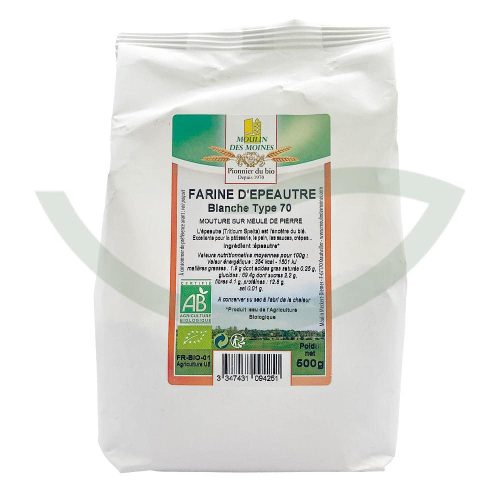 Farine d'épeautre blanche 500g Moulin des moines Aliment bio Maroc
