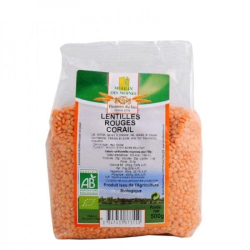 Lentilles corail 500g Moulin des moines Aliment bio Maroc Lentilles corail 500g Moulin des moines Aliment bio Maroc