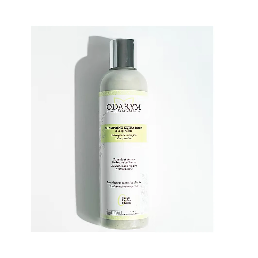 Shampoing Extra Doux à la Spiruline 250ml Odarym Vitalité Maroc Shampoing Extra Doux à la Spiruline 250ml Odarym Vitalité Maroc