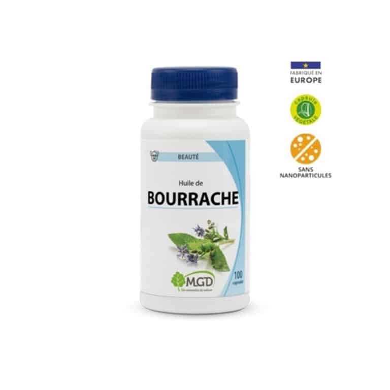 Huile de Bourrache 100 capsules MGD La beauté de peau Maroc
