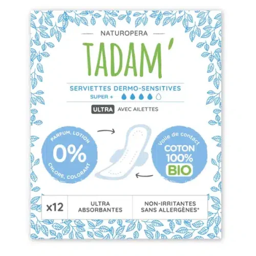 Serviettes ultra super+ 12 unités Tadam Hygiène Maroc