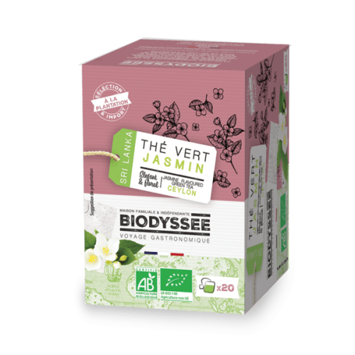 Thé vert jasmin 20 sachets Biodyssée Bio Maroc