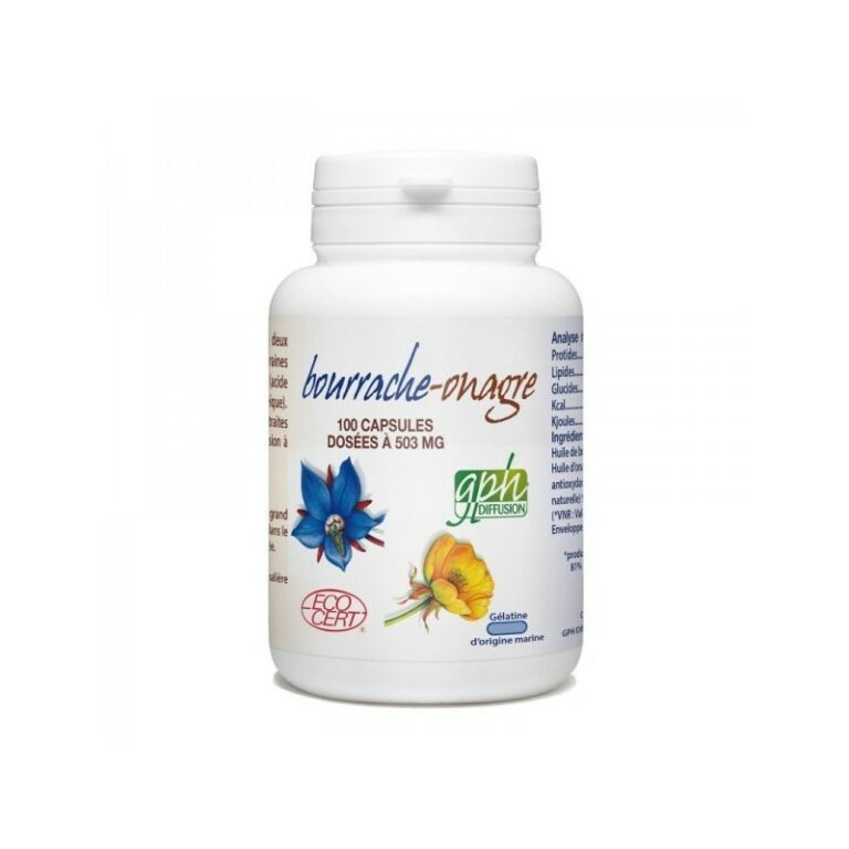 Bourrache onagre bio 100 capsules 503mg GPH Diffusion Douceur Maroc Bourrache onagre bio 100 capsules 503mg GPH Diffusion Douceur Maroc