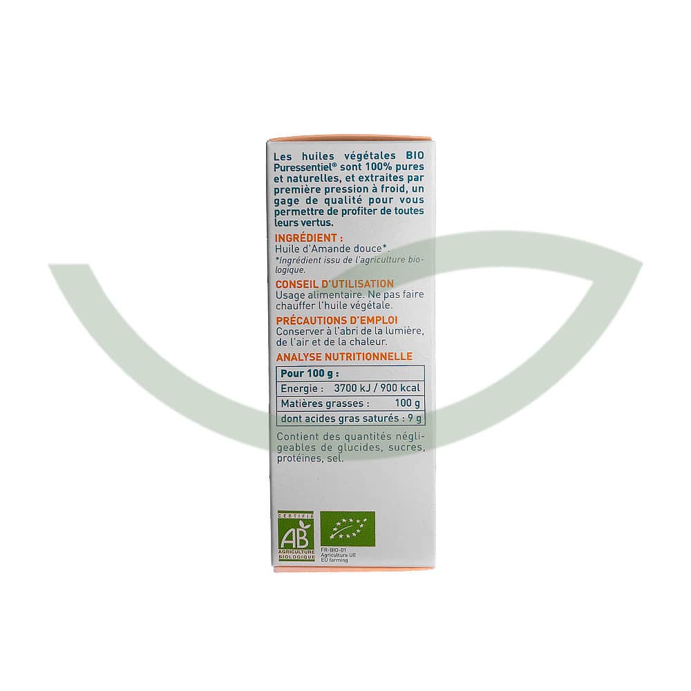 Huile Végétale Amande Douce 50ml Puressentiel Hydratation Maroc