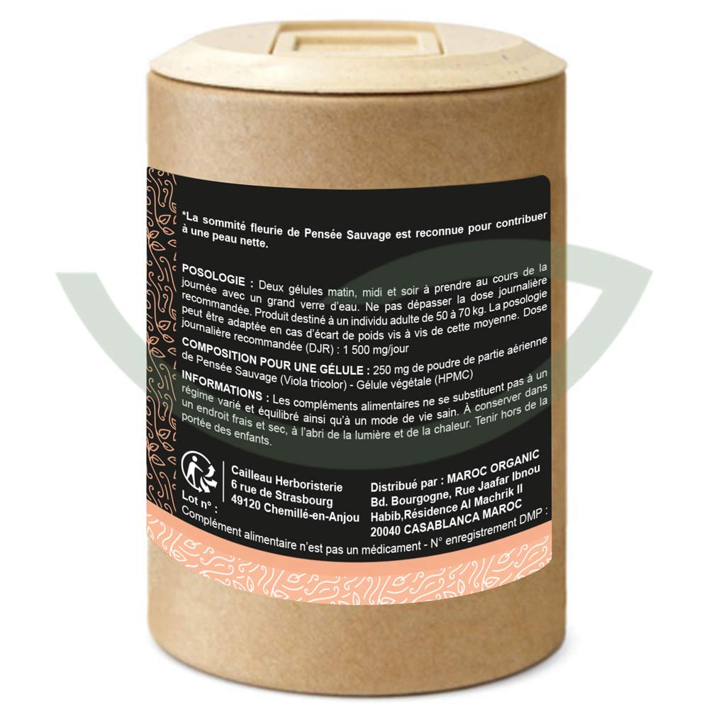 Pensée Sauvage Sommité Fleurie 200 Gélules 250mg Cailleau Peau Saine Maroc Arrière Pensée Sauvage Sommité Fleurie 200 Gélules 250mg Cailleau Peau Saine Maroc Arrière