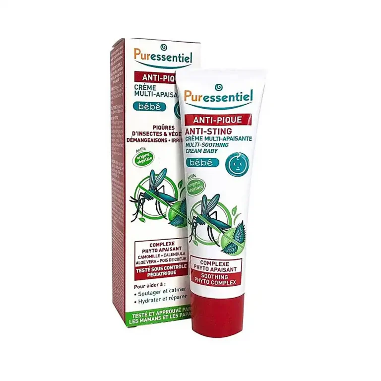 Tube crème Anti-Pique Bébé Puressentiel 30 ml avec étiquette verte et blanche