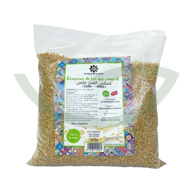 Couscous au blé dur complet 500g Les douceurs du Maroc Semoule bio Maroc Couscous au blé dur complet 500g Les douceurs du Maroc Semoule bio Maroc