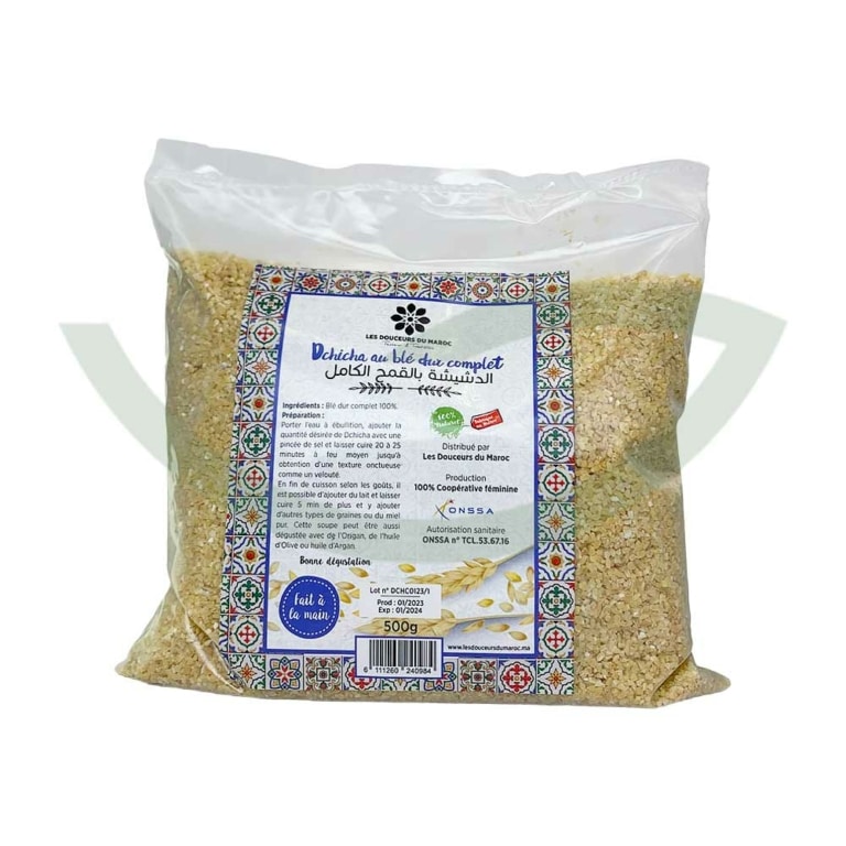 Dchicha au blé dur complet 500g Les douceurs du Maroc Céréales bio Maroc Dchicha au blé dur complet 500g Les douceurs du Maroc Céréales bio Maroc
