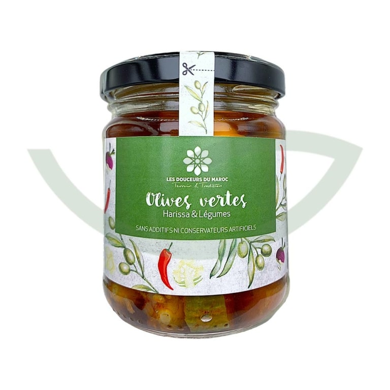 Olives vertes Harissa Légumes 180g Les douceurs du Maroc Condiments bio Maroc Olives vertes Harissa Légumes 180g Les douceurs du Maroc Condiments bio Maroc
