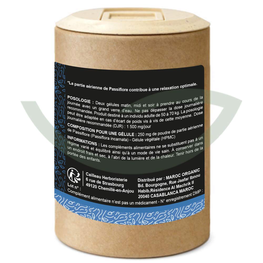 Passiflore Partie Aérienne 100 Gélules 250mg Cailleau Effet Relaxant Maroc Arrière