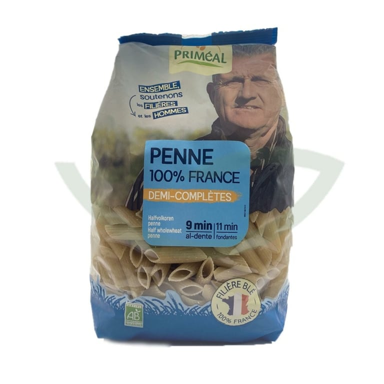 Penne Demi Complètes 500g Priméal Pâtes Bio Maroc