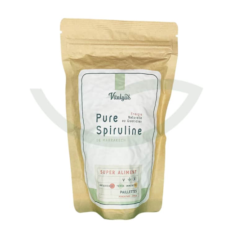 PURE SPIRULINE 200 Paillettes 100g Vitalgue Complément alimentaire Maroc PURE SPIRULINE 200 Paillettes 100g Vitalgue Complément alimentaire Maroc