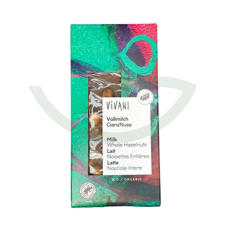 Tablette de chocolat au lait et noix entiere 100g Vivani Bio Maroc Tablette de chocolat au lait et noix entiere 100g Vivani Bio Maroc